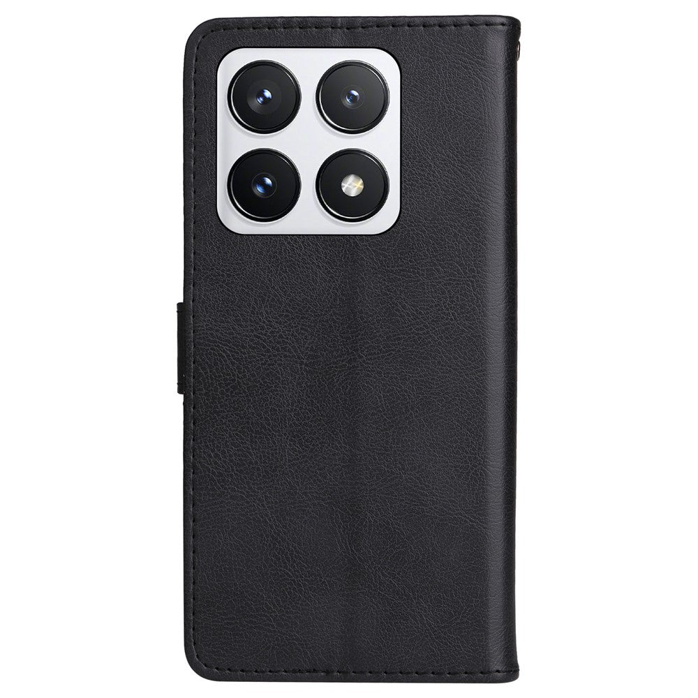 For Xiaomi 14T Pro Case Solid Color Leather Mobile Cover Wallet Stand with Strap