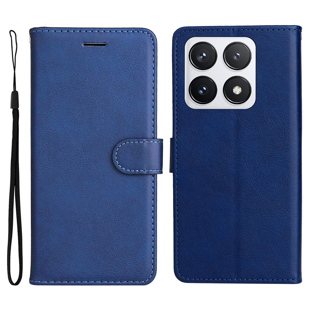 For Xiaomi 14T Pro Case Solid Color Leather Mobile Cover Wallet Stand with Strap