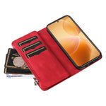 For Xiaomi 14T Pro Leather Case with Strap Zipper 9 Card Slot Phone Cover Stand