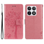 For Xiaomi 14T Pro Phone Case with Stand Cat Tree Pattern Leather Wallet Mobile Cover