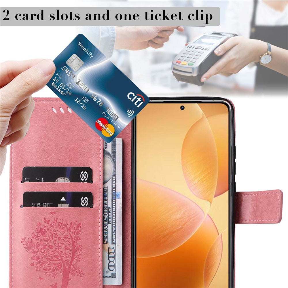 For Xiaomi 14T Pro Phone Case with Stand Cat Tree Pattern Leather Wallet Mobile Cover