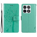For Xiaomi 14T Pro Phone Case with Stand Cat Tree Pattern Leather Wallet Mobile Cover