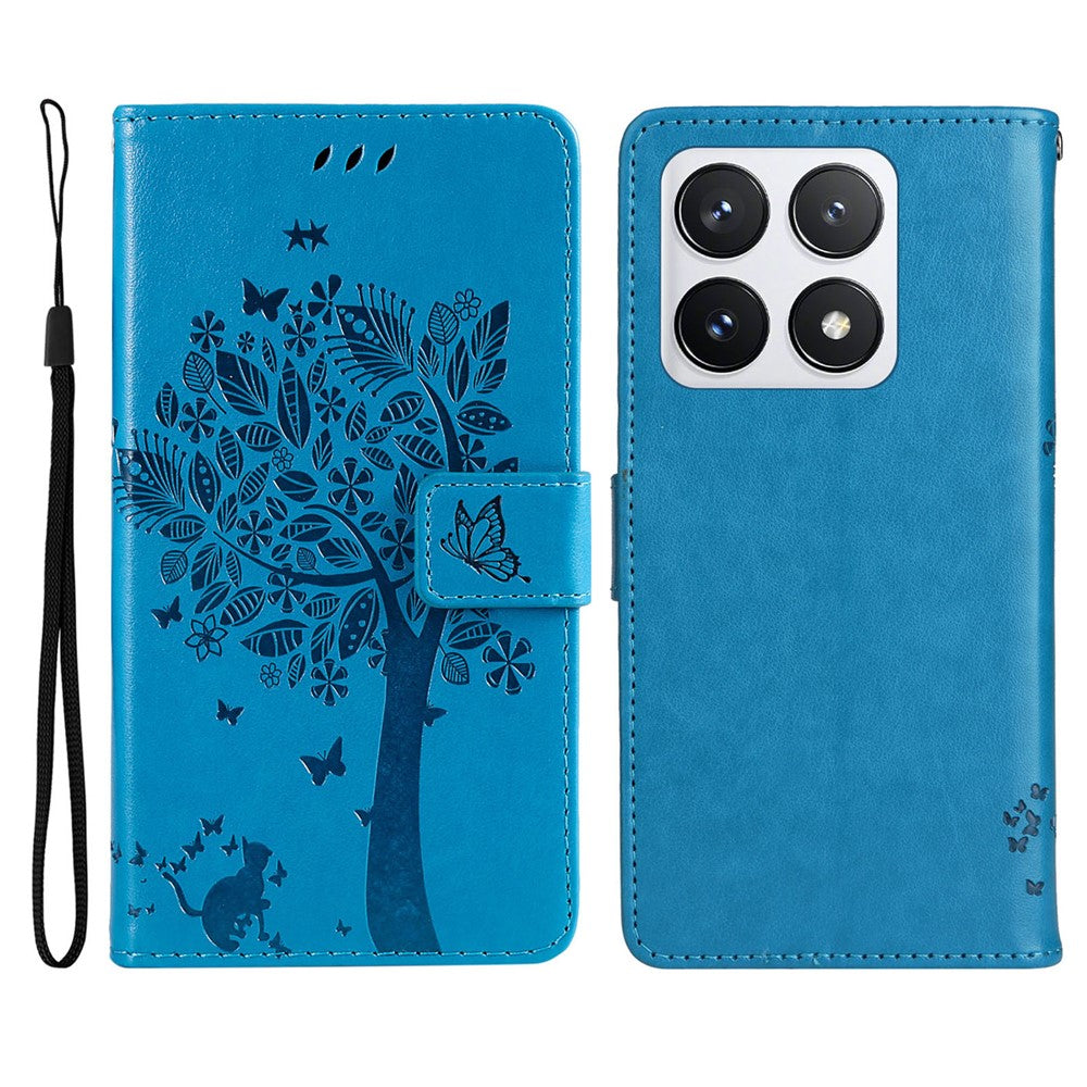 For Xiaomi 14T Pro Phone Case with Stand Cat Tree Pattern Leather Wallet Mobile Cover