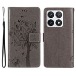 For Xiaomi 14T Pro Phone Case with Stand Cat Tree Pattern Leather Wallet Mobile Cover