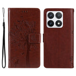 For Xiaomi 14T Pro Phone Case with Stand Cat Tree Pattern Leather Wallet Mobile Cover