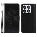 For Xiaomi 14T Pro Phone Case with Stand Cat Tree Pattern Leather Wallet Mobile Cover