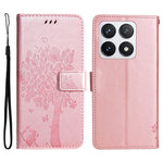 For Xiaomi 14T Pro Phone Case with Stand Cat Tree Pattern Leather Wallet Mobile Cover