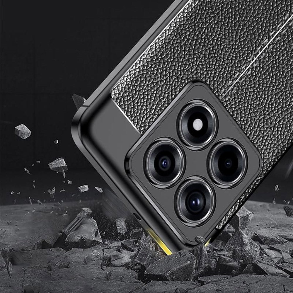 For Xiaomi 14T Case Litchi Texture TPU Flexible Phone Cover, Black