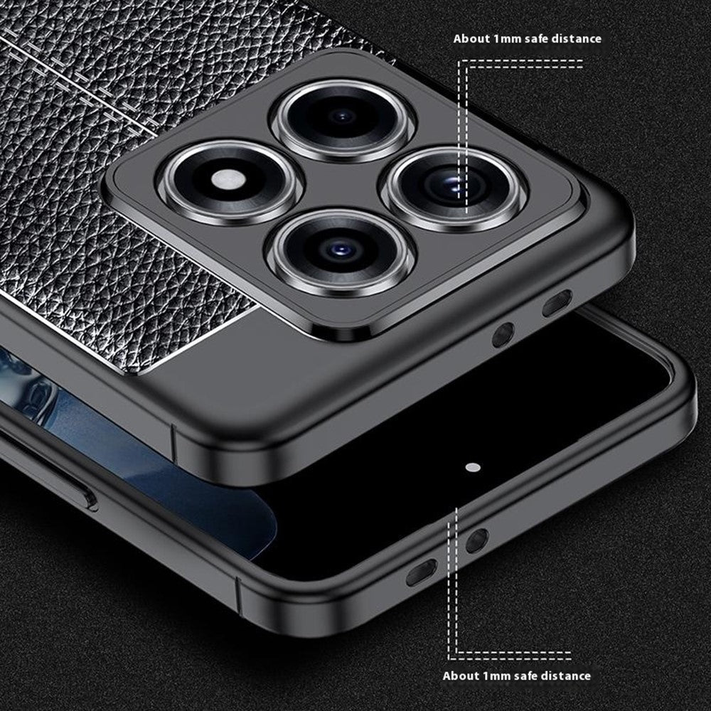 For Xiaomi 14T Pro Case Litchi Texture TPU Flexible Phone Cover, Black