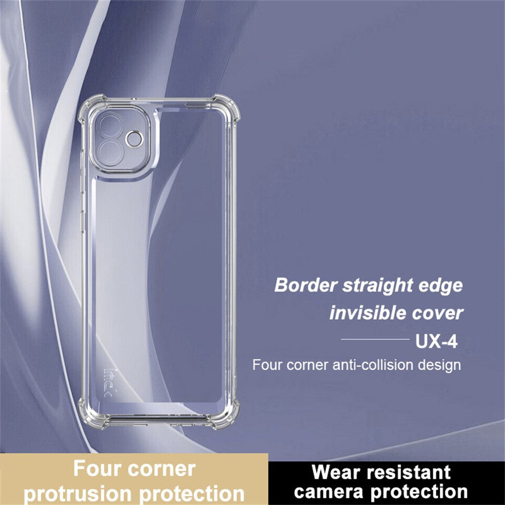 IMAK UX-4 Series for Samsung Galaxy A04 4G (164.4 x 76.3 x 9.1 mm) Case Straight Frame Four Corner Shockproof Clear TPU Cover