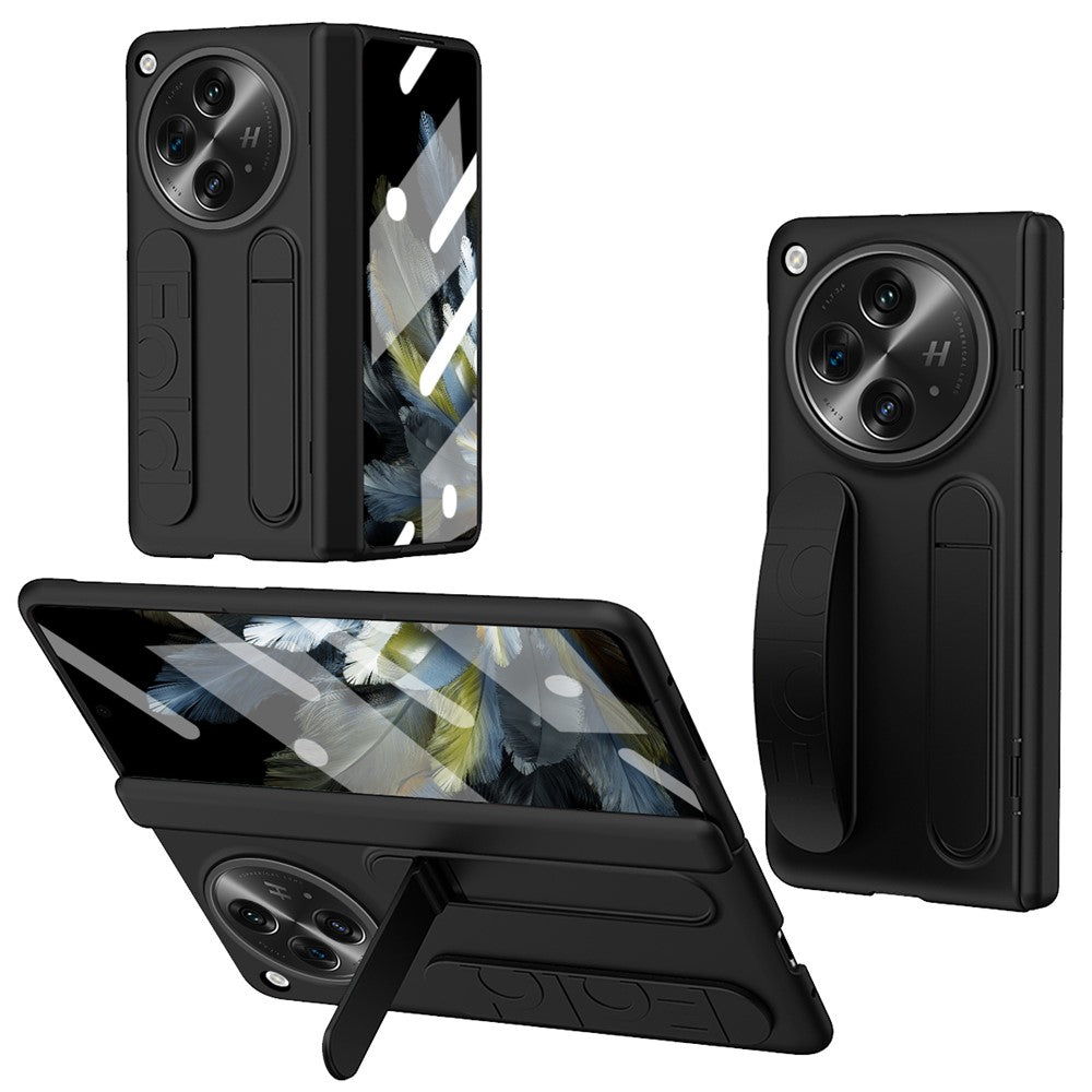 Oppo Find N3-cover med stativ og armbånd, PC-mobilbeskyttelse med hærdet glasfilm