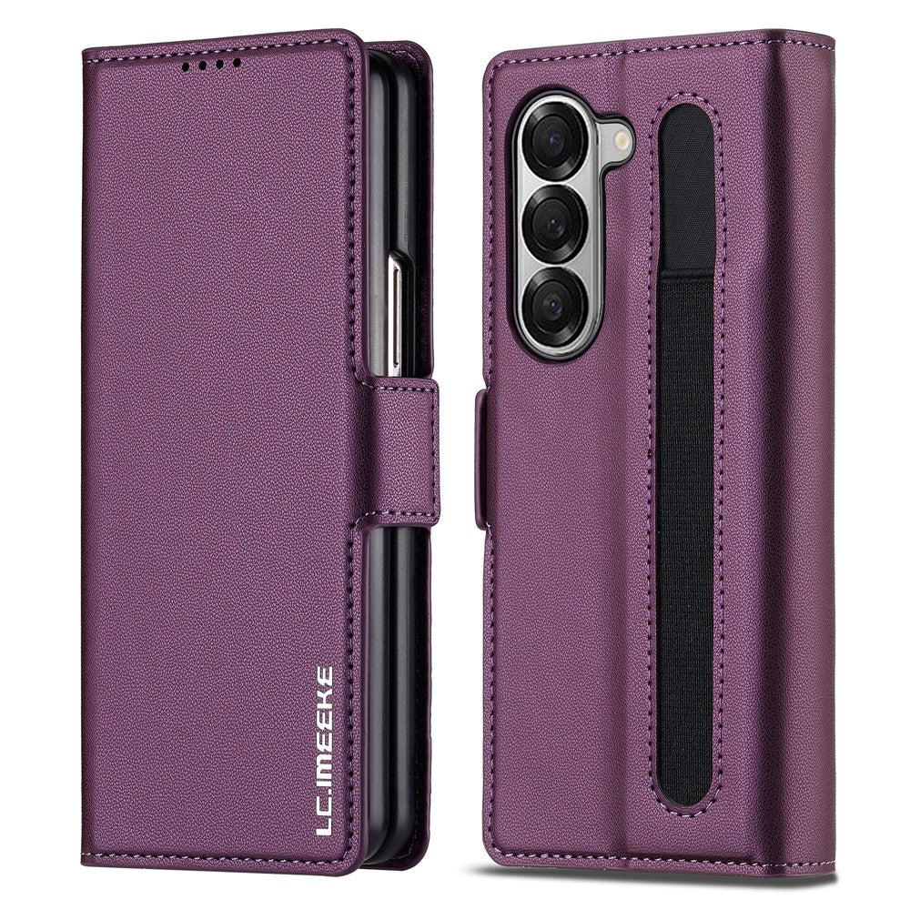 LC.IMEEKE L1 til Samsung Galaxy Z Fold5 5G Stativ Etui Tekstur PU Læder Pung Telefoncover