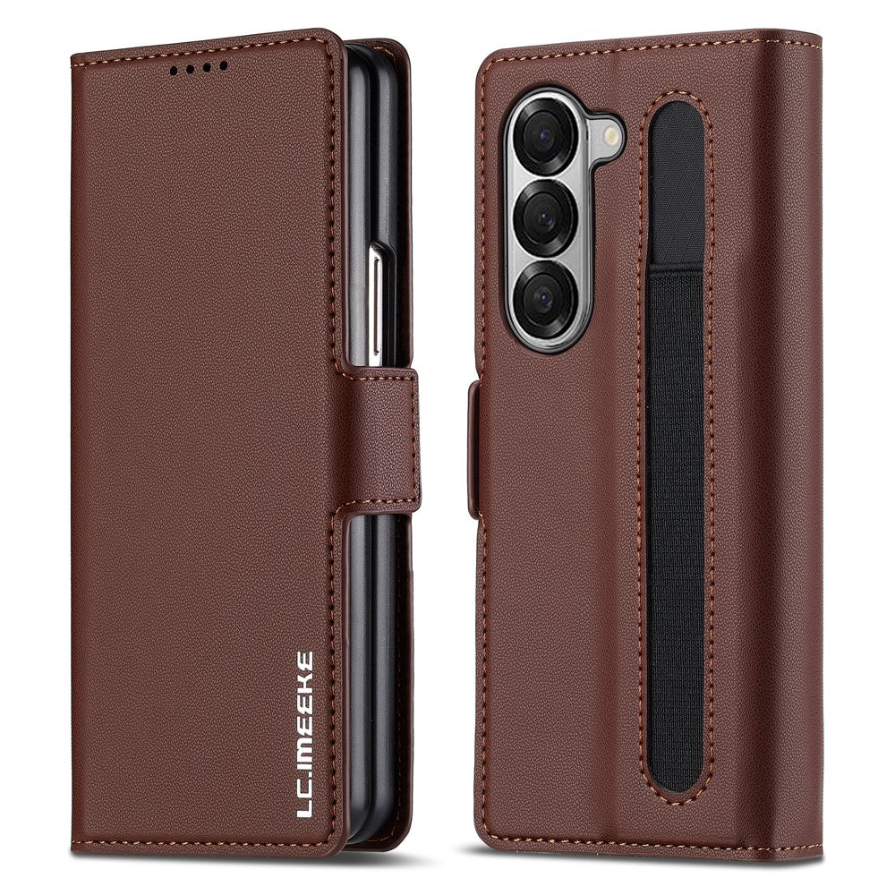 LC.IMEEKE L1 til Samsung Galaxy Z Fold5 5G Stativ Etui Tekstur PU Læder Pung Telefoncover