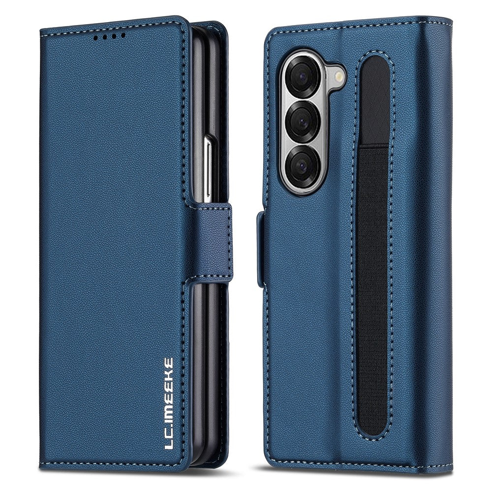 LC.IMEEKE L1 til Samsung Galaxy Z Fold5 5G Stativ Etui Tekstur PU Læder Pung Telefoncover