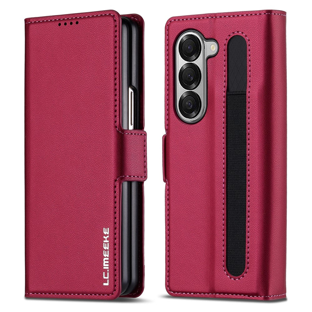 LC.IMEEKE L1 til Samsung Galaxy Z Fold5 5G Stativ Etui Tekstur PU Læder Pung Telefoncover