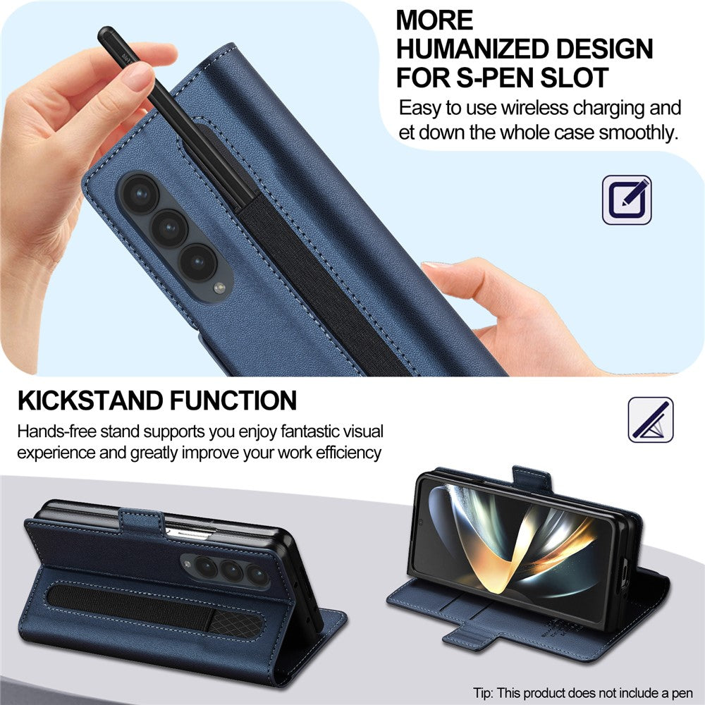 LC.IMEEKE L1 For Samsung Galaxy Z Fold4 5G Stand Case Texture PU Leather Wallet Phone Cover