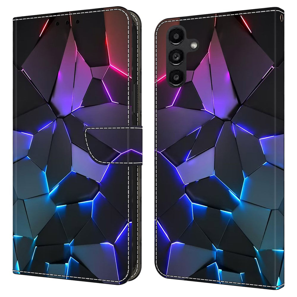 Samsung Galaxy A14 4G / 5G Skal Mönster Tryckt Skyddande Skal TPU + PU Läder Flip mobilskal