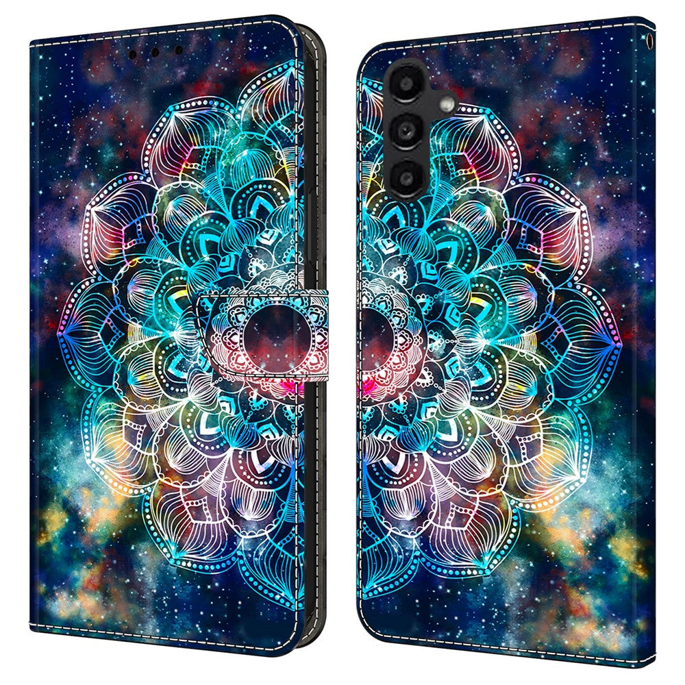 Samsung Galaxy A14 4G / 5G Skal Mönster Tryckt Skyddande Skal TPU + PU Läder Flip mobilskal