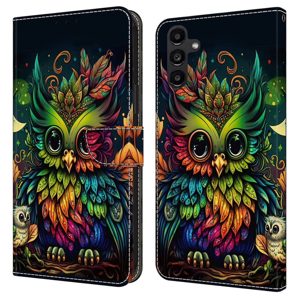Samsung Galaxy A14 4G / 5G Skal Mönster Tryckt Skyddande Skal TPU + PU Läder Flip mobilskal