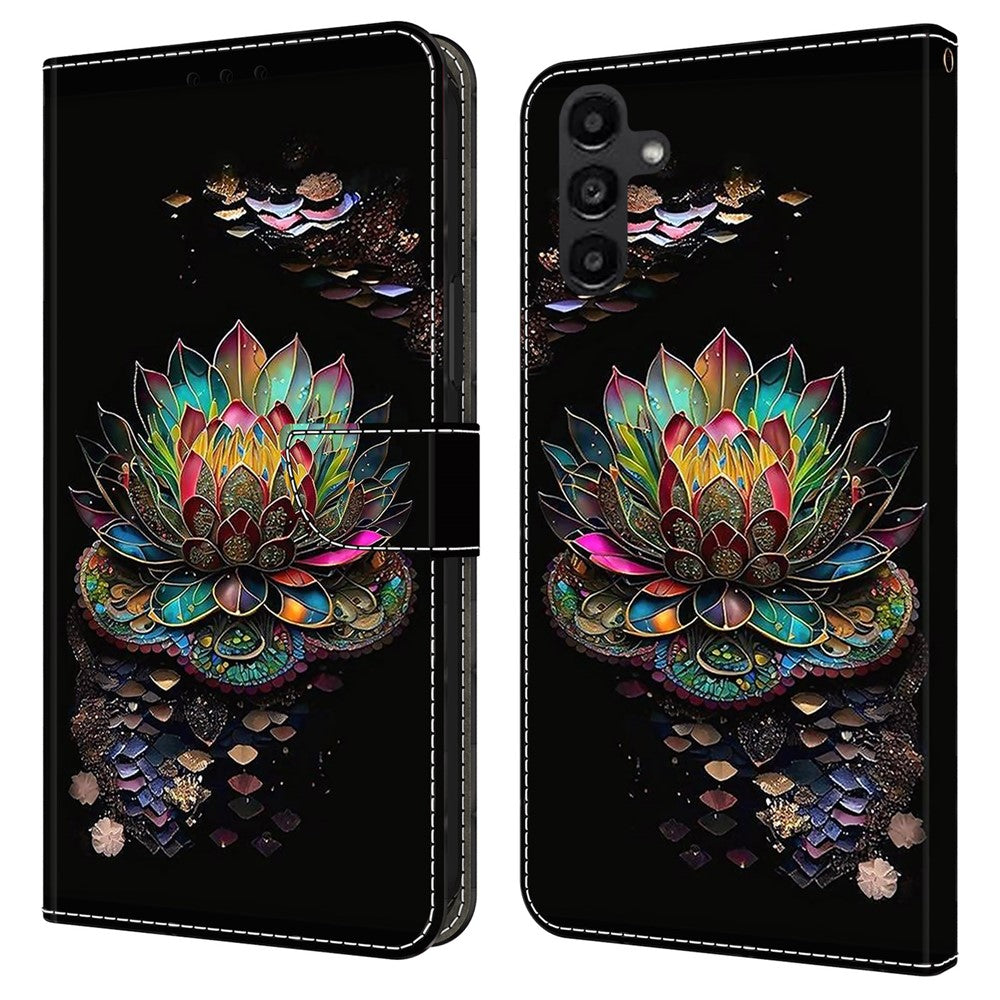 Samsung Galaxy A14 4G / 5G Skal Mönster Tryckt Skyddande Skal TPU + PU Läder Flip mobilskal