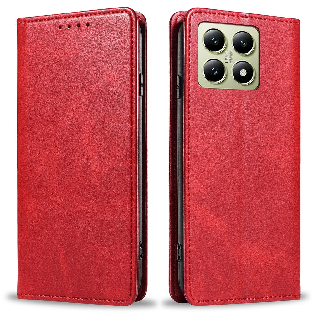 For Xiaomi 14T Case Strong Magnetic PU Leather Phone Cover Calf Texture