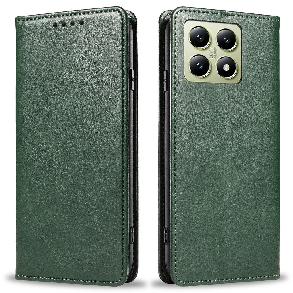 For Xiaomi 14T Case Strong Magnetic PU Leather Phone Cover Calf Texture