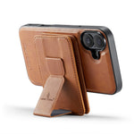FIERRE SHANN 028 For iPhone 16 Plus Case Magnetic Detachable Card Slots Leather Back Cover