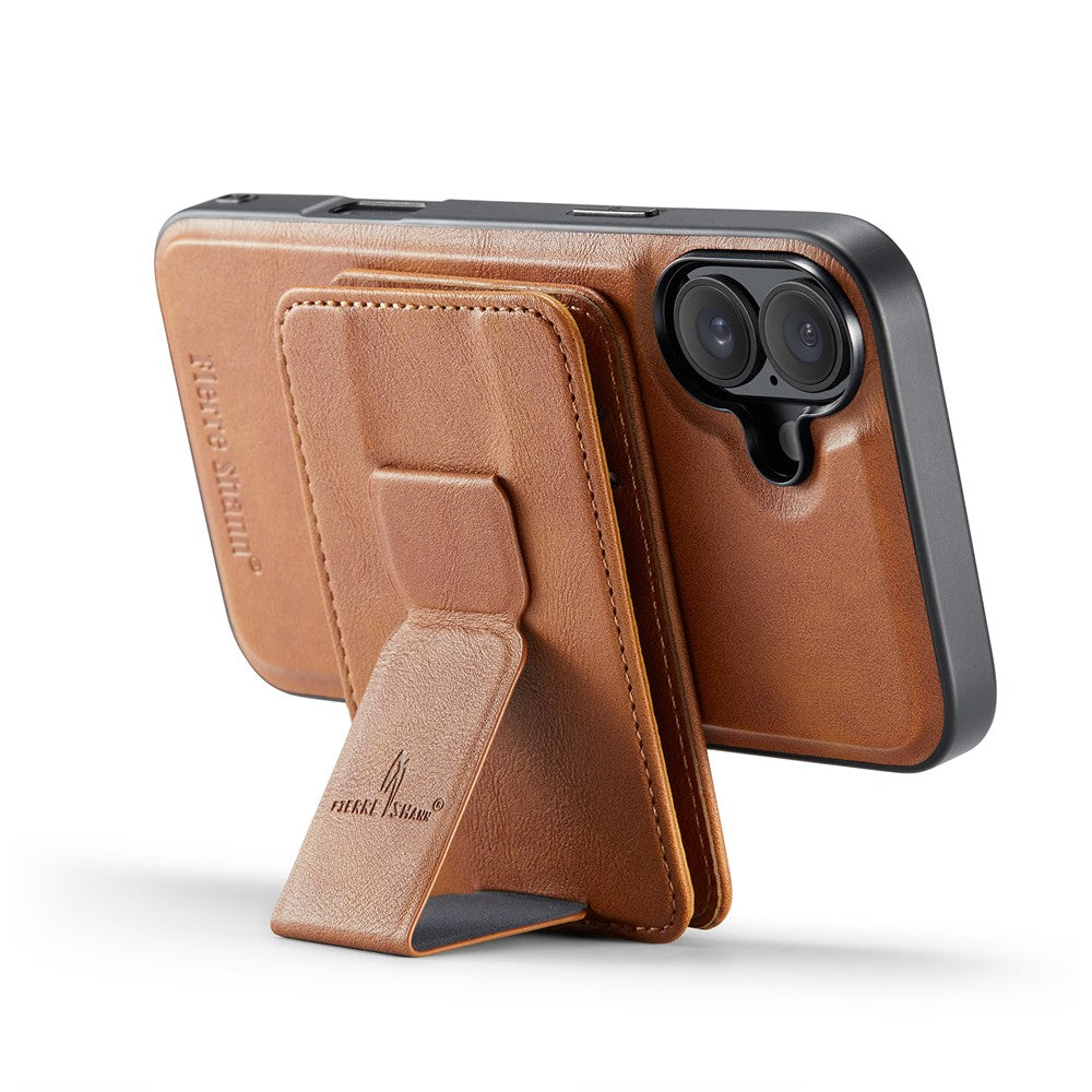 FIERRE SHANN 028 For iPhone 16 Plus Case Magnetic Detachable Card Slots Leather Back Cover