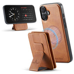 FIERRE SHANN 028 For iPhone 16 Plus Case Magnetic Detachable Card Slots Leather Back Cover