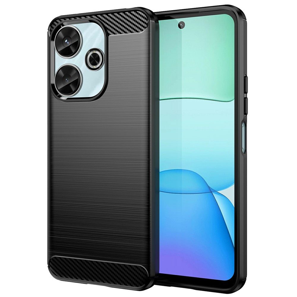 For Xiaomi Redmi 13 4G  /  13 5G  /  Poco M6 4G  /  Note 13R 5G  /  Poco M6 Plus 5G Case Carbon Fiber Texture TPU Brushed Phone Cover