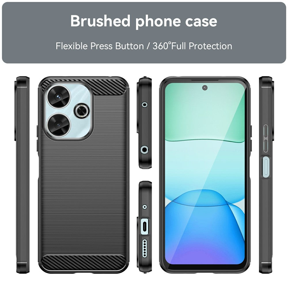 For Xiaomi Redmi 13 4G  /  13 5G  /  Poco M6 4G  /  Note 13R 5G  /  Poco M6 Plus 5G Case Carbon Fiber Texture TPU Brushed Phone Cover