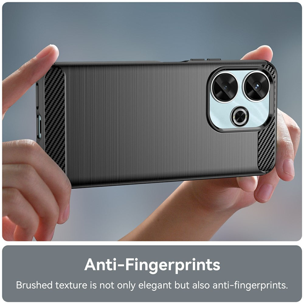 For Xiaomi Redmi 13 4G  /  13 5G  /  Poco M6 4G  /  Note 13R 5G  /  Poco M6 Plus 5G Case Carbon Fiber Texture TPU Brushed Phone Cover
