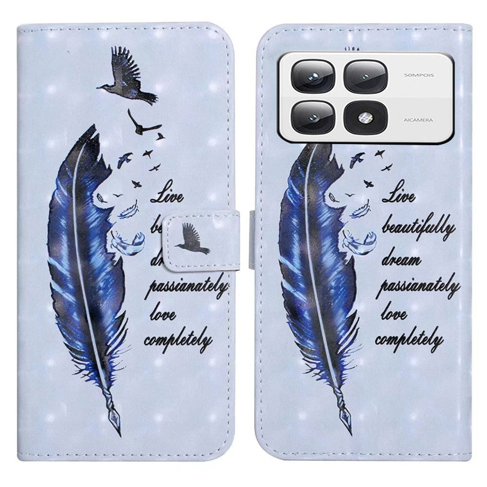 For Xiaomi 14T Pro Case 3D Creative Pattern PU Leather Stand Phone Cover