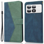 For Xiaomi 14T Pro Cover Color Splicing Wallet Stand Leather Phone Case with Wrist Strap