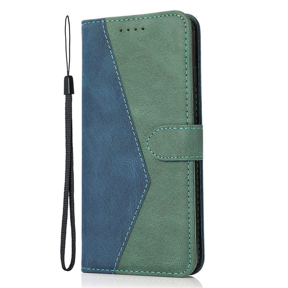For Xiaomi 14T Cover Color Splicing Wallet Stand Leather Phone Case with Wrist Strap