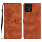 For Xiaomi 14T Case Leather Imprinted Flower Phone Cover Wallet with Wrist Strap