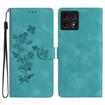 For Xiaomi 14T Case Leather Imprinted Flower Phone Cover Wallet with Wrist Strap