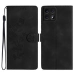 For Xiaomi 14T Case Leather Imprinted Flower Phone Cover Wallet with Wrist Strap