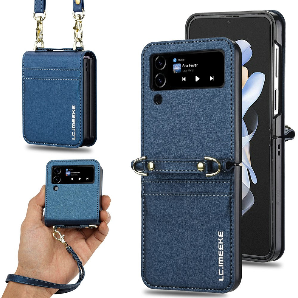 LC.IMEEKE L1 til Samsung Galaxy Z Flip3 5G Etui Læder+PC Telefoncover med Stropper Kortlommer