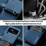 LC.IMEEKE L1 til Samsung Galaxy Z Flip3 5G Etui Læder+PC Telefoncover med Stropper Kortlommer