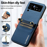LC.IMEEKE L1 til Samsung Galaxy Z Flip3 5G Etui Læder+PC Telefoncover med Stropper Kortlommer