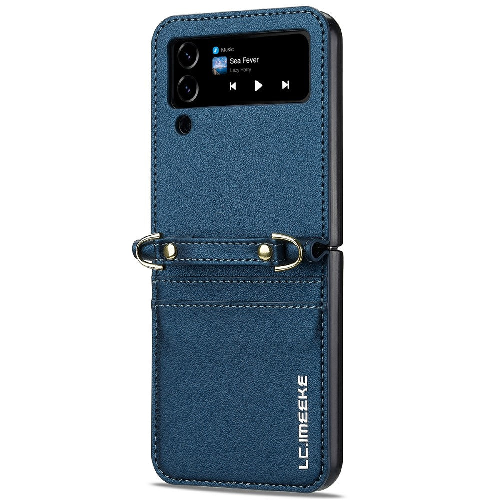 LC.IMEEKE L1 til Samsung Galaxy Z Flip3 5G Etui Læder+PC Telefoncover med Stropper Kortlommer