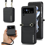 LC.IMEEKE L1 til Samsung Galaxy Z Flip3 5G Etui Læder+PC Telefoncover med Stropper Kortlommer
