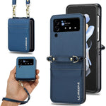 LC.IMEEKE L1 til Samsung Galaxy Z Flip4 5G cover i læder+PC med stropper og kortlommer