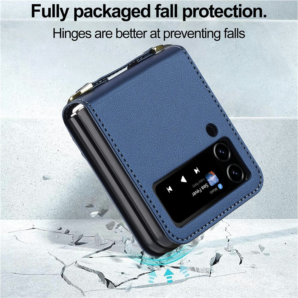 LC.IMEEKE L1 til Samsung Galaxy Z Flip4 5G cover i læder+PC med stropper og kortlommer