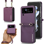 LC.IMEEKE L1 til Samsung Galaxy Z Flip4 5G cover i læder+PC med stropper og kortlommer