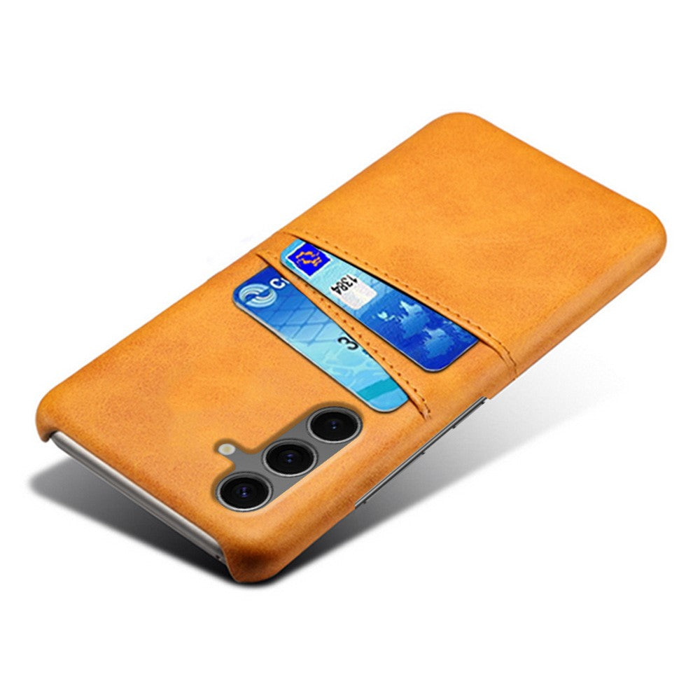 For Samsung Galaxy S24 FE Case Dual Card Slots PU Leather + Hard PC Phone Cover
