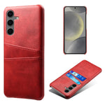 For Samsung Galaxy S24 FE Case Dual Card Slots PU Leather + Hard PC Phone Cover