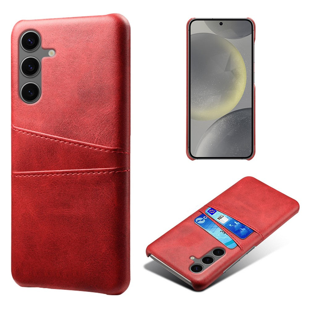 For Samsung Galaxy S24 FE Case Dual Card Slots PU Leather + Hard PC Phone Cover