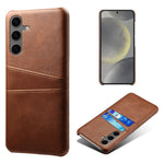 For Samsung Galaxy S24 FE Case Dual Card Slots PU Leather + Hard PC Phone Cover
